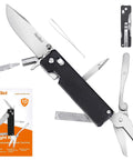 Axis Lock Folding Pocket Knife With 11 In 1 Multitool 2.76 Inch 14C28N Steel Blade G10 Handle shown with tools extended