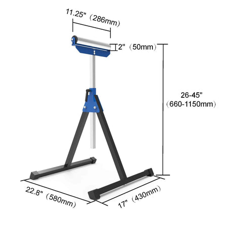 ✝️ 2 of Folding Roller Stand, Height Adjustable, Heavy Duty 300 LB Load Capacity Each, dimensions and adjustable range