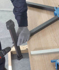 Person assembling ✝️ 2 of Folding Roller Stand, Height Adjustable, Heavy Duty 300 LB Load Capacity Each, Outfeed Woodworking, Twin Pack