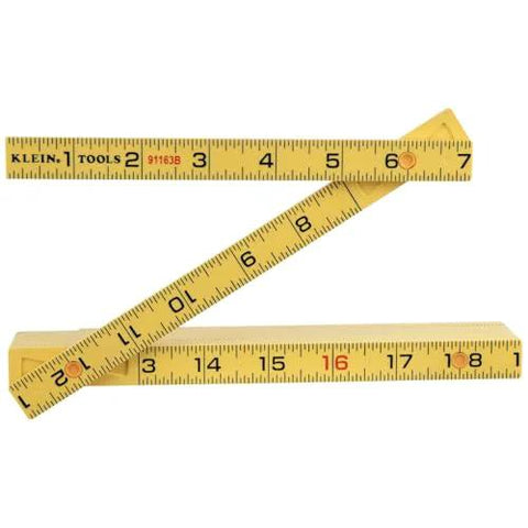 Folding Ruler 6-Foot Fiberglass With Brick Scale On Reverse And Outside Reading One Sixteenth Inch Graduation Riveted Lock Joints