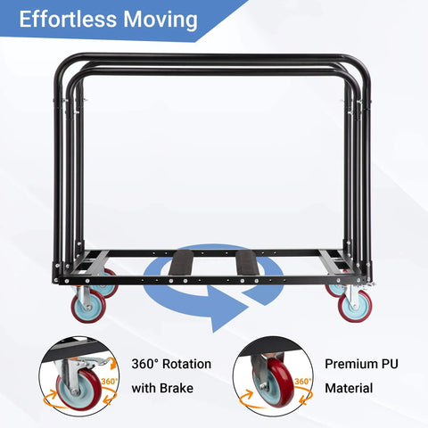 Heavy Duty Folding Table Cart With 2000 Lbs Capacity And 10 Tables 5 Inch Swivel Wheels Durable Table Dolly For Party Events