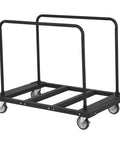 Heavy Duty Folding Table Cart With 5 Inch Swivel Wheels And 1800 Lbs Capacity, Drywall Dolly Cart For Garage, Home, Warehouse, Events And Hotels, Fits Eight To Ten Tables, black steel frame, side view