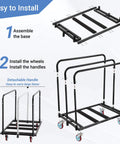 Heavy Duty Folding Table Cart With 2000 Lbs Capacity And 10 Tables 5 Inch Swivel Wheels Durable Table Dolly For Party Events Factory Hotel And Warehouse Use Adjustable Bottom Rods For Flexible Load Sizing And Easy Moving assembly instructions