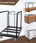 Heavy Duty Folding Table Cart For Moving Tables, 1800 Lb Capacity, Adjustable Drywall Dolly With 5 Inch PU Swivel Wheels
