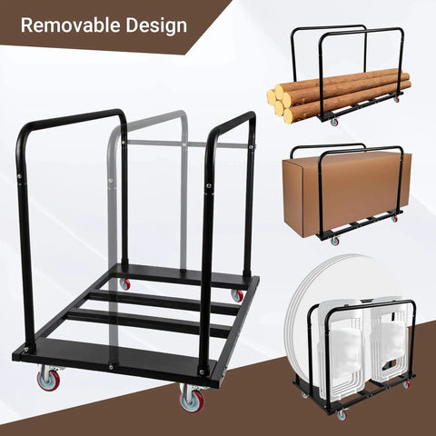 Heavy Duty Folding Table Cart For Moving Tables, 1800 Lb Capacity, Adjustable Drywall Dolly With 5 Inch PU Swivel Wheels