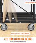 Heavy Duty Folding Table Cart With 5 Inch Swivel Wheels And 1800 Lbs Capacity, showing steel frame with straps and wheels