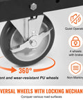 Swivel wheel detail of Heavy Duty Folding Table Cart With 5 Inch Swivel Wheels And 1800 Lbs Capacity, Drywall Dolly Cart.