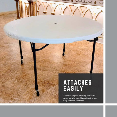 Heavy Duty Folding Table Caster Wheels Set With 3 Inch Locking Casters Elevates Height By 5 Inches, Easy Tool Free Installation