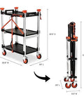 Heavy Duty Folding Jobsite Cart With Three Shelves And 300 Lb Capacity No Assembly Required Pro Grade Tradesman Utility Cart Crescent SiteRunner F3SCBL With 100 Lb Per Shelf Capacity And T Channel Accessory Rail For Easy Tool Attachment