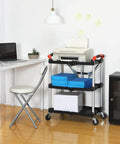 Portable Folding Tool Service Cart On The Go With 150 Lb Capacity, Locking Mechanism, Three Shelf Ergonomic Design, Black Red Finish