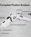 3 Pack Folding Utility Knife Set With Zinc Alloy Body, Quick Change Blades, Lock Back, Includes 12 Extra Blades, side view