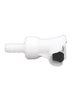 Side view of 3/8 Inch Quick Connect Hose Fittings With Shut Off Check Valve, food grade plastic, suitable for gas, liquid, and beer lines.