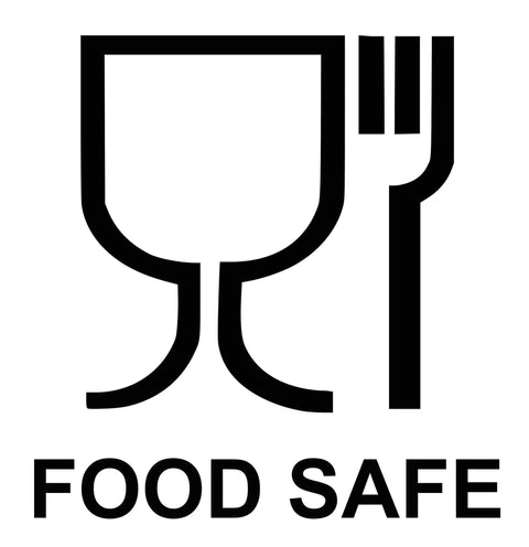 Food safe logo with a glass and fork symbol above the words "FOOD SAFE"