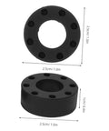 Foosball Table Rod Rubber Bumpers, 16 Pack Pro Grade Replacement Parts For Table Football, shown in black with dimensions 2.5cm by 1cm.