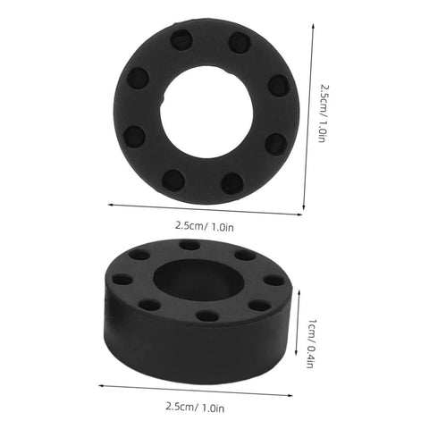Foosball Table Rod Rubber Bumpers, 16 Pack Pro Grade Replacement Parts For Table Football, shown in black with dimensions 2.5cm by 1cm.