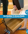 Foot Pull For Cabinets With Adhesive And Screws Hands Free Cabinet Door And Drawer Opener installed on a kitchen trash drawer