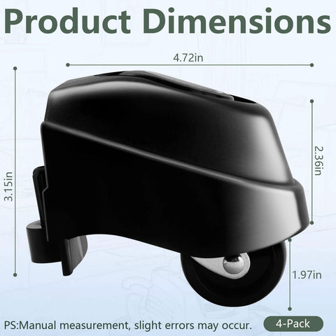 Foot Caster And Caster Wheel Kit side view showing dimensions for 6 Gallon And 16 Gallon Wet Dry Vacuums, Set Of 4
