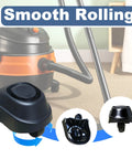 2 Pack Foot Caster And Caster Wheel Kit 12388 And 12293 Compatible With 6 Gallon And 16 Gallon Wet Dry Vacuums Replacement Caster Accessories Durable Plastic Construction With Smooth Rolling Bearings shown with vacuum