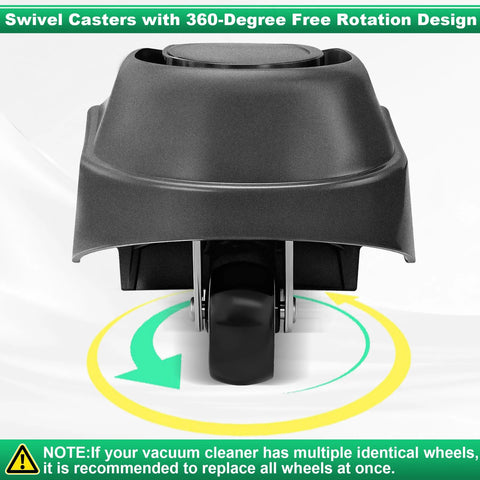 Foot Caster And Caster Wheel Replacement Set For Ridgid Shop Vac Vacuum Cleaners 6 To 16 Gallon Fits WD16650 WD06350 front view