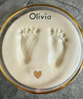Child foot impressions in Unbreakable Bond Impression Kit No Bake Two Part Molding Putty With Gold Display Tin Self Curing Keepsake Molds