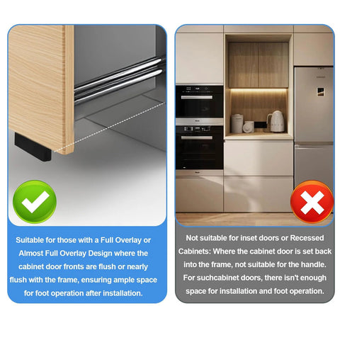 Foot Pull For Trash Cabinet Drawer Hands Free Design for kitchen garbage cabinet easy install touchless opener full overlay black