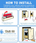 Installation guide for Foot Pull For Trash Cabinet Drawer Hands Free Design, showing adhesive application and foot operation.