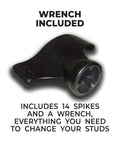 Image of wrench included in the Half Inch Steel Tip Black Football Studs 14 Pack With Wrench For All Conditions product.
