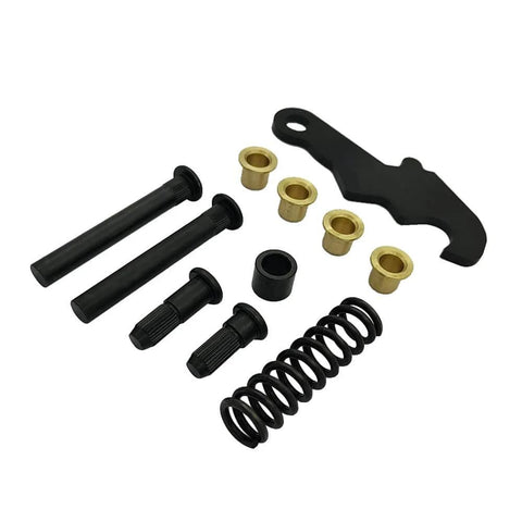 Door Hinge Repair Kit for Ford 1964-1967 Mustang Mercury Comet including pins, bushings, cam studs, and springs for hinge rebuild