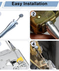 Four-piece door latch cable repair kit with cam ends including installation steps for Ford models, easy cammed ferrule design.