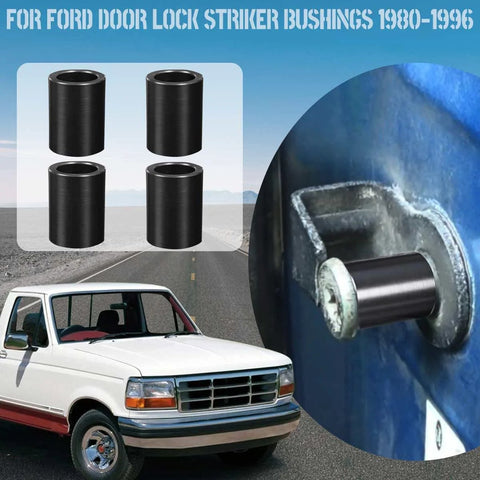 Four Piece Door Lock Lift Striker Bushings Set Seven Eighths Inch Size With Half Inch Inner Diameter And Eleven Sixteenths Inch Outer Diameter For Tailgate Liftgate Use Fits Ford F150 F250 F350 Bronco Mustang 1980 1996 1983 1993