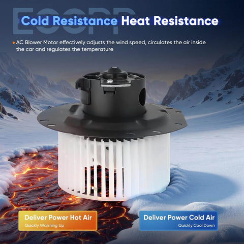 Heater Blower Motor 700022 For Ford E Series Vans E150 E250 Econoline HVAC AC Replacement Part with black casing and white fan blade