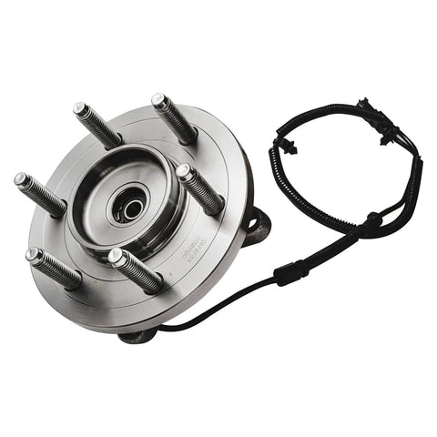 View of 4WD Front Wheel Bearing Hubs Assembly for Ford F150 2011 2014 Expedition and Lincoln Navigator 2011 2014 Replacement Kit Includes 2 Front Hub Bearings and Hubs for 6 Lug 4WD Models Ready with 6 bolt holes and an ABS sensor cable