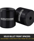 Upgrade your 2005-2023 Ford F-250/F-350 4WD with a 2.5 inch front leveling kit featuring billet aluminum spacers