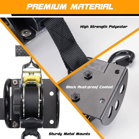 Custom Fit Retractable Ratchet Straps For Ford Maverick 2022 2023 2024 2025 with rust-proof coating and sturdy metal mounts