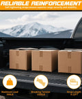 Custom Fit Retractable Ratchet Straps For Ford Maverick 2022 2023 2024 2025 holding boxes on truck bed, showcasing strap tension capabilities.