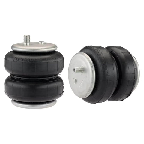 Side view of rear air spring kit delivers up to 5,000 lb load support, absorbs road shock for 2017-2025 F250 F350 pickups.