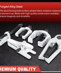 5 In 1 Front End Service Tool Kit With Ball Joint Separator Pitman Arm Puller Tie Rod End Remover And More Heavy Duty Auto Repair Set With Storage Case For Easy Front Suspension Work, display of forged alloy steel tools on black background.