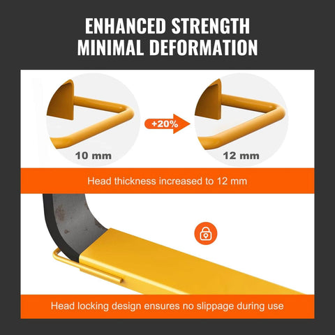 72 Inch Fork Extensions For Forklifts, 5.5 Inch Wide Heavy Duty Steel Extensions, Head Thickness 12mm Highlighted