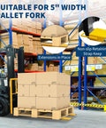 Boosts Your Forklift Reach With 72 Inch Extensions, 5500 Lbs Capacity, 5.5 Inch Wide, Heavy Duty Pallet Fork Extenders on forklift