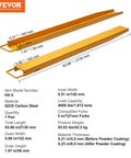 Heavy Duty Forklift Extensions 84 Inch Long 5.5 Inch Wide 1 Pair Pallet Fork Extensions for Forklifts 4000 Lbs Load Capacity Durable Q235 Carbon Steel Construction No Bending Under Heavy Loads Easy Slide On Fit shown with dimensions and specifications.