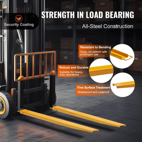 Forklift with 72 Inch Fork Extensions For Forklifts, 5.5 Inch Wide Heavy Duty Steel Extensions, 1 Pair, Handles Up To 4000 Lbs, Durable Q235 Carbon Steel