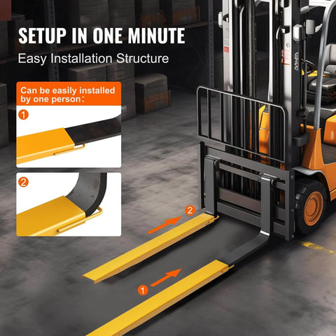 72 Inch Fork Extensions For Forklifts, 5.5 Inch Wide Heavy Duty Steel Extensions, 1 Pair, easy installation on forklift