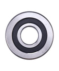 Mast roller bearing 61236-16600-71 compatible with Toyota forklifts, front view of metal bearing with black inner ring