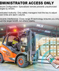 Forklift with Speed Limit Alarm and Remote Overspeed Siren 115dB visible in warehouse setting