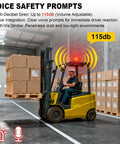 Forklift Speed Limit Alarm With Remote Overspeed Siren 115dB Three Level Adjustable Alarm System in use on yellow forklift