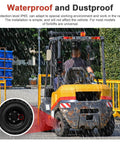Forklift Speed Alarm System With Remote Overspeed Siren 120dB And Warning Light Waterproof IP67 in use on forklift in rain