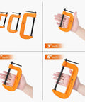 Forward C Clamp Set 3 Piece Heavy Duty Ductile Iron Clamps 3 Inch 4 Inch 6 Inch Kit shown with hands for scale