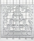 Fountain Background Metal Cutting Dies Set for Card Making and Scrapbooking, embossed fountain design on square carbon steel die.