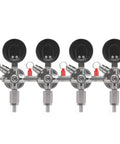 YH 76S 4 Secondary Regulator for Multi Keg Dispensing from a Single CO2 Tank with four gauges, ideal for home bars and small taprooms.