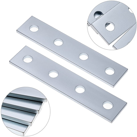 Nine Piece Flat Plate Connector Bracket Set For One Half Inch Bolts In One Five Eighth Inch Strut Channel Four Hole Design
